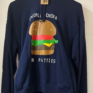 Uniqlo Navy Blue Graphic Sweatshirt with Burger Design